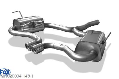 MN020094-148, Mini Cooper S R53 1.6l 120/125kW, Einddemper rechts/links uitgang midden - 2x76mm  Type 17 Geheel RVS, Absortie demper, mooie diepe sound, Met E-keur
