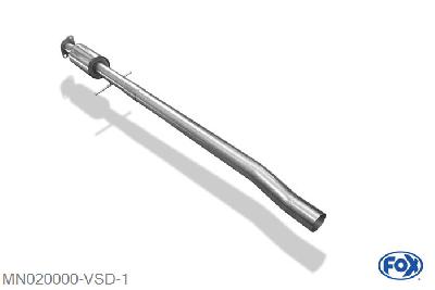 MN020000-VSD, Mini One/ Cooper R50 1.3l 70kW 1.6l 66/85/88kW, Voordemper 50mm Buisdiameter Geheel RVS, Absortie demper, mooie diepe sound, Met E-keur