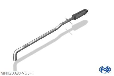 MN020020-VSD, Mini One/ Cooper R52 1.3l 70kW 1.6l 66/85/88kW, Voordemper Geheel RVS, Absortie demper, mooie diepe sound, Met E-keur