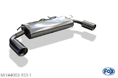 MI144003-153, Mitsubishi Lancer CYO - Stufenheck/ Sportback 1.5l 80kW 1.6l 86kW 1.8l 105kW, Einddemper met uitgang rechts/links - 1x100mm  Type 17 rechts/links 63,5mm Buisdiameter Geheel RVS, Absortie demper, mooie diepe sound, Met E-keur