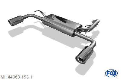 MI144063-153, Mitsubishi Lancer CYO Stufenheck/ Sportback Benzin 1.6l 86kW 1.8l 103kW, Einddemper met uitgang rechts/links - 1x100mm  Type 17 rechts/links 63,5mm/ 2x55mm Buisdiameter Geheel RVS, Absortie demper, mooie diepe sound, Met E-keur