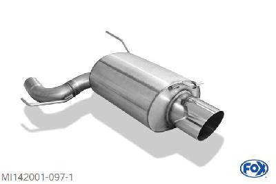 MI142001-097, Mitsubishi Lancer EVO IX 2.0l 206kW, Einddemper met eindstuk 1x129mm  Type 14 70mm Buisdiameter Geheel RVS, Absortie demper, mooie diepe sound, Met E-keur