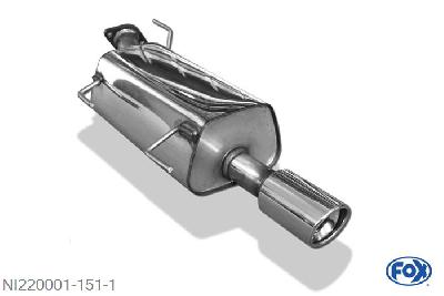 NI220001-151, Nissan Juke - F15 (Frontantrieb) 1.6l 140kW, Einddemper met eindstuk 1x90mm  Type 17 55mm Buisdiameter Geheel RVS, Absortie demper, mooie diepe sound, Met E-keur