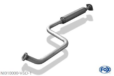 NI010000-VSD, Nissan Micra K11 1.0l 40kW 1.3l 55kW 1.4l 60kW, Voordemper 40mm Buisdiameter Geheel RVS, Absortie demper, mooie diepe sound, Met E-keur