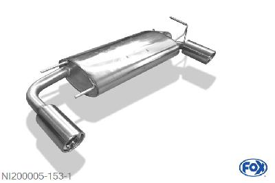 NI200005-153, Nissan Murano Z50 3.5l 172kW, Einddemper met uitgang rechts/links - 1x100mm  Type 17 rechts/links 63,5mm Buisdiameter Geheel RVS, Absortie demper, mooie diepe sound, Met E-keur