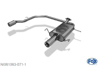 NI061063-071, Nissan Primera P11 - 4/5trg. Limousine 1.6l 66/73/78kW 1.8l 84kW 2.0l 85/96/103/110kW 2.0l TD 66kW, Einddemper met uitgang rechts/links - 1x90mm  Type 13 rechts/links Geheel RVS, Absortie demper, mooie diepe sound, Teilegutachten (eintragungspflichtig)