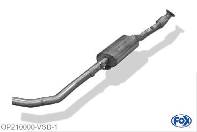 OP210000-VSD, Opel Adam 1.2l 51kW 1.4l 64/74kW, Voordemper 50mm Buisdiameter Geheel RVS, Absortie demper, mooie diepe sound, Met E-keur