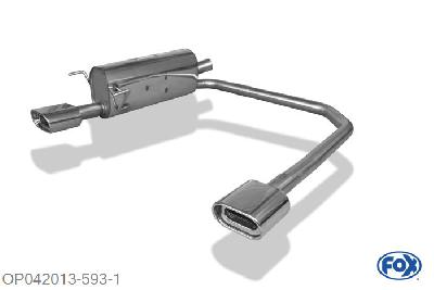 OP042013-593, Opel Astra H/ Astra H GTC 1.2l 59kW 1.4l 66kW 1.6l 77/85kW 1.8l 92/103kW 1.2l D 66kW 1.7l CDTi 59/74/81/92kW 1.9l CDTi 74/88/110kW, Einddemper met uitgang rechts/links - 135x80mm  Type 53 rechts/links 55mm Buisdiameter Geheel RVS, Absortie demper, mooie diepe sound, Met E-keur