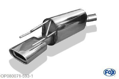 OP080071-593, Opel Calibra A 2.0l Turbo 150kW, Einddemper O 63,5mm - 135x80mm  Type 53 63,5mm Buisdiameter Geheel RVS, Absortie demper, mooie diepe sound, Met E-keur