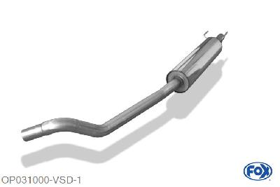 OP031000-VSD, Opel Corsa B 1.0l 40kW 1.2l 33/48kW 1.4l 44/60/66kW 1.6l 78/80kW 1.5l TD 37/49kW, Voordemper 50mm Buisdiameter Geheel RVS, Absortie demper, mooie diepe sound, Teilegutachten (eintragungspflichtig)
