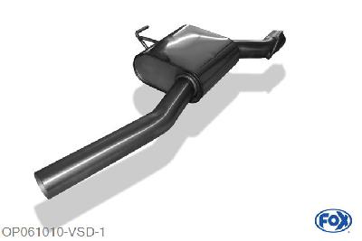 OP061010-VSD, Opel Omega B Caravan 2.5l V6 125kW 3.0l V6 155kW, Voordemper 70mm Buisdiameter Geheel RVS, Absortie demper, mooie diepe sound, Teilegutachten (eintragungspflichtig)