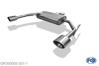 OP200005-351, Opel Signum Sportheck 2.0l 129kW 2.8l 169kW, Einddemper met uitgang rechts/links - 140x90mm  Type 32 rechts/links 70mm Buisdiameter Geheel RVS, Absortie demper, mooie diepe sound, Met E-keur