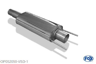 OP052050-VSD, Opel Vectra C OPC Limousine 2.8l 206kW, Voordemper 76/ 2x63,5mm Buisdiameter Geheel RVS, Absortie demper, mooie diepe sound, Met E-keur