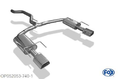 OP052053-740, Opel Vectra C OPC Limousine 2.8l 206kW, Einddemper rechts/links - 142x78mm  Type 61 rechts/links 76/ 2x63,5mm Buisdiameter Geheel RVS, Absortie demper, mooie diepe sound, Met E-keur