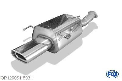 OP120051-593, Opel Zafira OPC 2.0l 141/147kW, Einddemper 70mm - 135x80mm  Type 53 70mm Buisdiameter Geheel RVS, Absortie demper, mooie diepe sound, Teilegutachten (eintragungspflichtig)