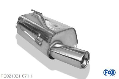 PE021021-071, 206 Limousine/ CC 1.6l 16V 80kW, Einddemper met eindstuk 1x90mm  Type 13 Geheel RVS, Absortie demper, mooie diepe sound, Met E-keur