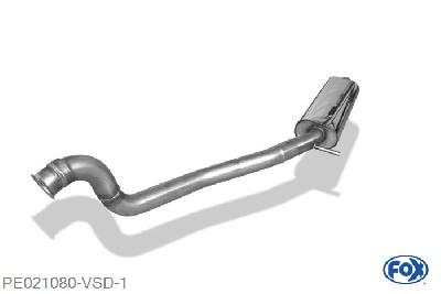 PE021080-VSD, Peugeot 206 RC 2.0l 130kW, Voordemper 63,5mm Buisdiameter Geheel RVS, Absortie demper, mooie diepe sound, Teilegutachten (eintragungspflichtig)