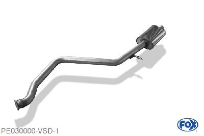 PE030000-VSD, Peugeot 306 1.1l 44kW 1.4l 55kW 1.6l 65kW, Voordemper 50mm Buisdiameter Geheel RVS, Absortie demper, mooie diepe sound, Zonder goedkeuring