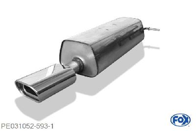 PE031052-593, Peugeot 307 Break/ SW 2.0l 100kW, Einddemper met eindstuk 135x80mm  Type 53 55mm Buisdiameter Geheel RVS, Absortie demper, mooie diepe sound, Teilegutachten (eintragungspflichtig)