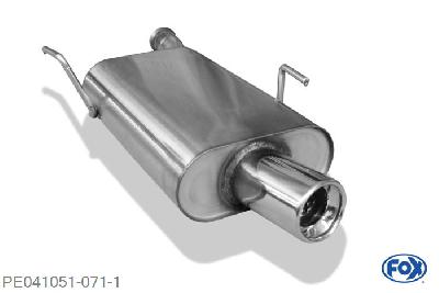 PE041051-071, Peugeot 406 Break 1.8l 66/81kW, Einddemper met eindstuk 1x90mm  Type 13 50mm Buisdiameter Geheel RVS, Absortie demper, mooie diepe sound, Met E-keur