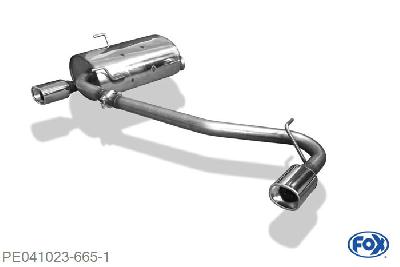 PE041023-665, Peugeot 406 Break 3.0l 24V 140kW 3.0l V6 152kW, Einddemper met uitgang rechts/links - 93x79mm  Type 71 rechts/links 63,5mm Buisdiameter Geheel RVS, Absortie demper, mooie diepe sound, Met E-keur