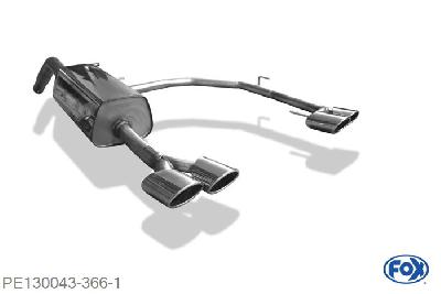 PE130043-366, Peugeot RCZ 1.6l 115kW, Einddemper  rechts/ links  - 2x106x71mm  Type 32 rechts/links 63,5mmmm Buisdiameter Geheel RVS, Absortie demper, mooie diepe sound, Met E-keur