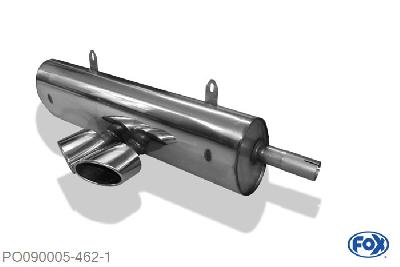 PO090005-462, Porsche Boxster Typ 986 2.5l 150kW, Einddemper midden - 2x115x85mm  Type 38 midden 45mm Buisdiameter Geheel RVS, Absortie demper, mooie diepe sound, TUV-Teilegutachten (eintragungspflichtig)