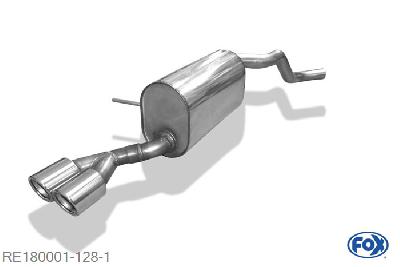 RE180001-128, Renault Captur 0.9l 66kW 1.2l 88kW 1.5l D 66kW, Final silencer - 2x76mm  Typee 16 Geheel RVS, ECE-Certification