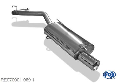 RE070001-069, Renault Clio I B/C 57 1.2l 40kW 1.4l 55kW 1.9l D 47kW, Endschallldampfer - 1x80mm  Type 13 50mm Buisdiameter Geheel RVS, Met E-keur