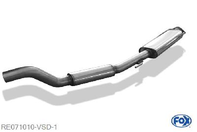 RE071010-VSD, Renault Clio II B 1.2l 1.5l D 48/60/72kW 1.9l D 59kW 2.0l 16V 124kW, Voordemper 55mm Buisdiameter Geheel RVS, Absortie demper, mooie diepe sound, Met E-keur