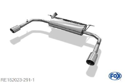 RE152023-291, Renault Laguna III Coupe 2.0l 150kW, Einddemper met uitgang rechts/links - 1x90mm  Type 25 rechts/links 63,5mm Buisdiameter Geheel RVS, Absortie demper, mooie diepe sound, Met E-keur
