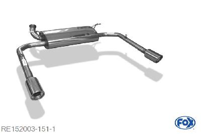 RE152003-151, Renault Laguna III Grandtour 2.0l 150kW, Einddemper met uitgang rechts/links - 1x90mm  Type 17 rechts/links Geheel RVS, Absortie demper, mooie diepe sound, Met E-keur