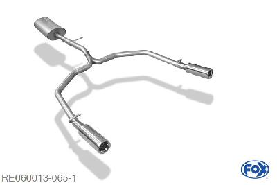 RE060013-065, Renault Twingo C06 1.2l 40/43/55kW, half systeem vanaf Kat uitgang rechts/links - 1x76mm  Type 13 rechts/links Geheel RVS, Teilegutachten (eintragungspflichtig)