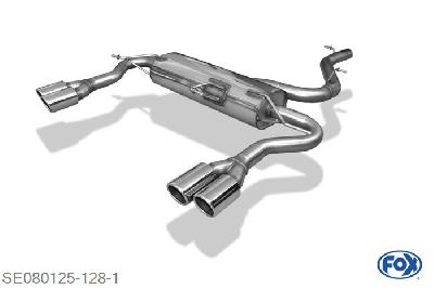 SE080125-128, Seat Altea XL 5P - 4x4 2.0l TDI 125kW, Einddemper met uitgang rechts/links - 2x76mm  Type 16 rechts/links 70mm Buisdiameter Geheel RVS, Absortie demper, mooie diepe sound, Met E-keur