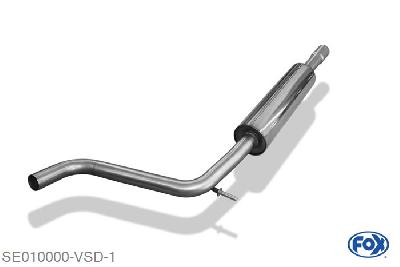 SE010000-VSD, Seat Arosa 6H/ VW Lupo 6X 1.0l 37kW 1.4l 44kW 1.4l TDI 55kW 1.7l SDI 74kW, Voordemper 45mm Buisdiameter Geheel RVS, Absortie demper, mooie diepe sound, Teilegutachten (eintragungspflichtig)