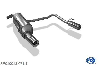 SE010013-071, Seat Arosa 6H/ VW Lupo 6X 1.0l 37kW 1.4l 44kW 1.4l TDI 55kW 1.7l SDI 74kW, Einddemper met uitgang rechts/links  - 1x90mm  Type 13 rechts/links 45mm Buisdiameter Geheel RVS, Absortie demper, mooie diepe sound, Teilegutachten (eintragungspflichtig)