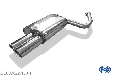 SE090022-130, Seat Exeo 3R - Limousine/ Kombi (ST) 1.6l 75kW 1.8l 88/110/118kW 2.0l TDI 88/105/125kW, Einddemper met eindstuk 2x80mm  Type 16 55/ 2x50mm Buisdiameter Geheel RVS, Absortie demper, mooie diepe sound, Met E-keur