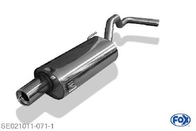 SE021011-071, Seat Ibiza 6K 1.0l 37kW 1.4 44kW 1.9l D 47/50kW 1.9l TDI 81kW, Einddemper Halter nach vorn - 1x90mm  Type 13 Geheel RVS, Absortie demper, mooie diepe sound, Met E-keur