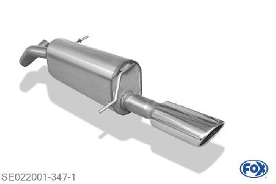 SE022001-347, Seat Ibiza Cupra R Typ 6L 1.9l TDI 112kW, Einddemper O63,5mm - 115x85mm  Type 32 Geheel RVS, Absortie demper, mooie diepe sound, Zonder goedkeuring