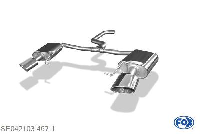 SE042103-467, Seat Leon 5F ST - Cupra 2.0l 195/206/213kW, Einddemper rechts/links - 160x90mm  Type 38 rechts/links 70/ 2x55mm Buisdiameter Geheel RVS, Absortie demper, mooie diepe sound, Met E-keur