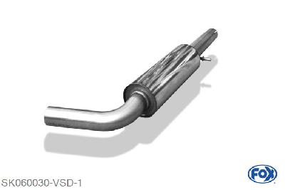 SK060030-VSD, Skoda Octavia RS Typ 1U 1.8l T 132kW, Voordemper 63,5mm Buisdiameter Geheel RVS, Absortie demper, mooie diepe sound, Teilegutachten (eintragungspflichtig)