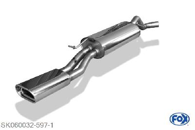 SK060032-597, Skoda Octavia RS Typ 1U 1.8l T 132kW, Einddemper O63,5mm - 160x80mm  Type 53 63,5mm Buisdiameter Geheel RVS, Absortie demper, mooie diepe sound, Teilegutachten (eintragungspflichtig)