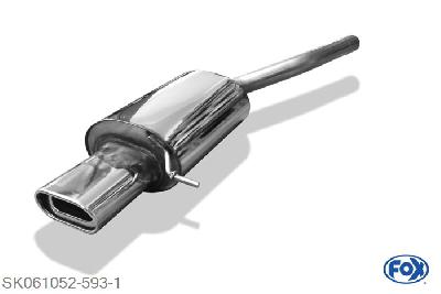 SK061052-593, Skoda Octavia Typ 1Z 1.4l 55/59kW 1.6l 75/85kW 1.8l TSI 118kW 2.0l 110kW 1.9l TDI 77kW 2.0l TDI 100/103kW, Einddemper einseitig - 135x80mm  Type 53 55mm Buisdiameter Geheel RVS, Absortie demper, mooie diepe sound, Met E-keur