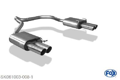 SK061003-008, Skoda Octavia Typ 1Z 1.4l 55/59kW 1.6l 75/85kW 1.8l TSI 118kW 2.0l 110kW 1.9l TDI 77kW 2.0l TDI 100/103kW, Einddemper rechts/links - 2x76mm  Type 10 rechts/links Geheel RVS, Absortie demper, mooie diepe sound, Met E-keur