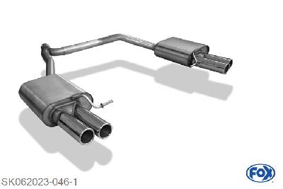 SK062023-046, Skoda Octavia 5E 1.8l TSI 132kW 2.0l TDI 105/110/135kW, Einddemper rechts/links - 2x70mm  Type 12 rechts/links 63,5/ 2x55mm Buisdiameter Geheel RVS, Absortie demper, mooie diepe sound, Met E-keur