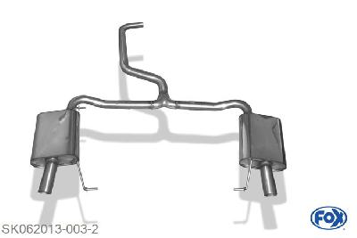 SK062013-003, Skoda Octavia 5E RS - TSI 2.0l TSI 162kW 169kW, Einddemper rechts/links -  Austritt der Endrohre in den originele Endrohren 63,5/ 2x55mm Buisdiameter Geheel RVS, Absortie demper, mooie diepe sound, Met E-keur
