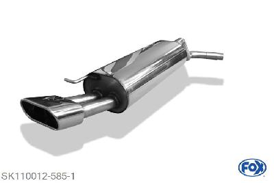SK110012-585, Skoda Rapid Spaceback 1.2l 55/63/77kW 1.4l 90kW 1.6l TDI 77kW, Einddemper met eindstuk 150x70mm  Type 52 55mm Buisdiameter Geheel RVS, Absortie demper, mooie diepe sound, ECE-certification