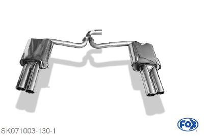 SK071003-130, Skoda Superb 3T 4x4 1.8l 112/118kW 2.0l TDI 103/125kW, Einddemper rechts/links - 2x80mm  Type 16 rechts/links 55mm Buisdiameter Geheel RVS, Absortie demper, mooie diepe sound, Met E-keur