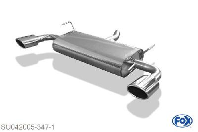 SU042005-347, Subaru Impreza GR AWD - Schragheck 1.5l 79kW 2.0l 110kW, Einddemper met uitgang rechts/links - 115x85mm  Type 32 rechts/links 55mm Buisdiameter Geheel RVS, Absortie demper, mooie diepe sound, Met E-keur