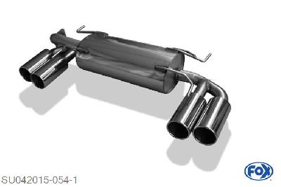 SU042015-054, Subaru Impreza GRF 4x4 - WRX 2.5l 169/221kW 2.0l D 110kW, Einddemper met uitgang rechts/links - 2x100mm  Type 12 rechts/links 63,5mm Buisdiameter Geheel RVS, Absortie demper, mooie diepe sound, Met E-keur